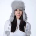 Russisk Ushanka-stil faux fur jægerhat til kvinder, varm øreklap skihat til vinter. Gray