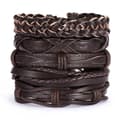 5-pack Handgjorda Läderarmband Herrarmband Brun