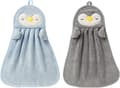 2-pack Mjuka Chenille Hängande Handdukar för Kök Badrum Pingvin