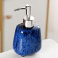 Keramisk sæbedispenser med pumpe, egnet til brug i badeværelse og køkken. blue