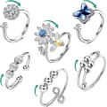 6 st Fidget Ångest Ringar Justerbara Ringar Set Fidget Ringar Ångestpärlband—PA