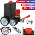 90120PSI Luftkompressor Tryckbrytare Kontrollventil Grenrör Regulator Mätare