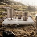 Vikbart Värmesköld Campingkök Bord Värmeisolering Skiva Utomhus Kök Fäste Bärbart Mini Vikbart Bord Aluminiumlegering (Silver)