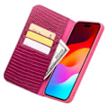 Miniatyrbild 2 av 2: Qialino iPhone 15 Pro Max Plånboksfodral i Läder - Krokodil... Rosa