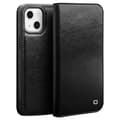 Qialino Classic iPhone 13 Läder Plånboksfodral - Svart Svart