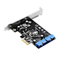 Pikkukuva 1 / 5: PCI Express USB 3.0 19-nastainen laajennuskortti PCIE 1X - 2 porttia USB 3 19-nastainen adapteri sisäinen USB3 20Pi (W)