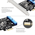 Pikkukuva 4 / 5: PCI Express USB 3.0 19-nastainen laajennuskortti PCIE 1X - 2 porttia USB 3 19-nastainen adapteri sisäinen USB3 20Pi (W)
