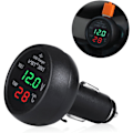 Miniatyrbillede 3 af 5: 12-24 V biloplader stik med USB-port/voltmeter/termometer til biler (grøn + rød)
