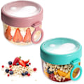 Miniatyrbild 1 av 4: Müslibägare för Resan: Yoghurtmuggar för Resan med Sked och Lock, 600ml, Läcksäker Yoghurtmugg för Resan, Fruktbehållare (W)