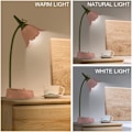 Miniatyrbillede 3 af 5: Blomst LED Skrivebordslampe Trådløs Bordlampe Justerbar Svanenhals Dæmpbar Touch Genopladeligt Batteri Studenter Soveværelse Værelsesbelysning Bordlampe (W)