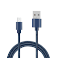 Miniatyrbillede 1 af 5: Ensfarvet flettet Micro-USB kabel 1,8 m Blue Blå