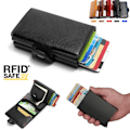 Miniatyrbillede 1 af 5: Kortholder Anti-Tyveri med Signalblokering RFID - Læder 5 Farver Sort