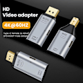 Miniatyrbilde 2 av 5: USB-C Adapter Type-C Hunn til -Kompatibel DP MiniDP Hann Adapter HD Video 4K@60Hz (MINI DP-Kompatibel