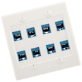Miniatyrbillede 2 af 5: Ethernet Vægplade 8 Port - Dobbelt Gang Cat6 RJ45 Jack Netværkskabel Frontplade Hun til Hun - B (W)