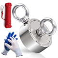 Miniatyrbilde 4 av 5: Neodym Magnet, Fiskemagnet 150 kg, 10 Meter Tau & Beskyttelseshansker (W)