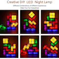 Miniatyrbilde 4 av 5: LED Stabel Nattelys, 7-Farge Induksjonslås Skrivebordslampe, 3D DIY Magic Blocks Puslespill Lampe for Barn & Tenåringer, Soveromsdekor