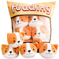 Miniatyrbilde 1 av 5: Søt Pledd Pute Fyllt Hund Dyr Leke Avtakbar Fluffy Pudding Kreative Gaver For Tenåringer Jenter Barn Med 6 Dukker [fw}
