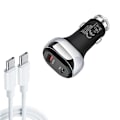 Miniatyrbild 1 av 5: PD 20W / QC3.0 Billaddare + USB-C till USB-C Datakabel PD 20W med Type-C till Type-C Kabel [FW]