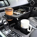 Miniatyrbillede 2 af 5: Universal Bilkopholderbakke - 360° Roterende Justerbar Dobbelt Kopholder Organizer, Bærbar Madbakke til (B)