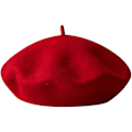 Miniatyrbillede 1 af 3: Børnepige Fransk Baskehat Kunstnerhat Solid Varmt Beanie Hat Vinter Efterår [fw} Red