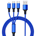Miniatyrbild 1 av 3: Datakabel 3 i 1 Snabbladdning Flätad Typ-C USB 8Pin Telefonladdare Tråd för Android IOS [FW]
