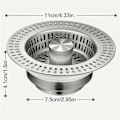 Miniatyrbillede 2 af 5: In1 Køkkenvask Afløbssi, Metal Vaskprop, Badeværelsesvask Afløbsfilter, Opsamler Bas (W)