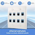 Miniatyrbillede 5 af 5: Ethernet Vægplade 8 Port - Dobbelt Gang Cat6 RJ45 Jack Netværkskabel Frontplade Hun til Hun - B (W)