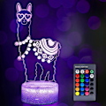 Miniatyrbillede 1 af 5: Lama 3D Illusion Natlampe, Alpaka Lampe 16 Farveskiftende Fjernbetjening & Touch Kontrol Natlampe Soveværelsesindretning Lama Gaver Som Fødselsdags Ch (W)