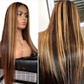 Miniatyrbillede 5 af 5: Highlights Ombre Blond Paryk til Kvinder Syntetisk Langt Glat Hår