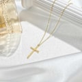 Pikkukuva 5 / 5: Risti kaulakoru naisille, 14K kullattu risti kaulakoru, kerrostettu kultainen risti kaulakoru, pieni sivu risti, choker-kaulakoru G (W)