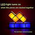 Miniatyrbilde 2 av 5: LED Stabel Nattelys, 7-Farge Induksjonslås Skrivebordslampe, 3D DIY Magic Blocks Puslespill Lampe for Barn & Tenåringer, Soveromsdekor
