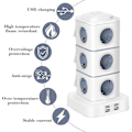 Miniatyrbilde 2 av 5: Vertikal Strømbrett, 12 Strømuttak Med 4 USB-Porter, Med Overspenningsvern For Hjem, 3m Forlengelsesledning (2500w/10a