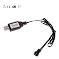 Miniatyrbillede 1 af 5: 6.4v/7.4v Oplader Li-ion Batteri Sm-3p Rc Legetøj Fjernbetjening Legetøj Sm-3p Positiv Bærbar Usb Oplader Zy 7.4V