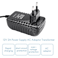 Miniatyrbilde 4 av 5: AC/DC 12V 2A 24W Strømforsyning Adapter Transformator For 5050 3528 LED Strip Lys EU Plugg [FW] black