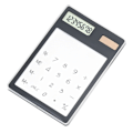 Miniatyrbillede 2 af 5: Solcelledrevet lommeregner med berøringsskærm, 8-cifret LCD-display, bærbar transparent lommeregner til kontor, skole, hjem, sort (W)