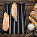 Miniatyrbilde 3 av 5: Bakebrett med tre spor, non-stick rustfritt stål, brødbrett, ovn, kjøkken, kjøttpai, pizzabrødbrett (B)