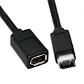 Miniatyrbillede 3 af 5: CA-001 20cm IEEE 1394 6-pin hun til 1394a 6-pin han forlængerdatakabel 400 til 400 Firewire - Sort (W)