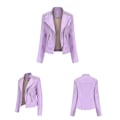 Miniatyrbillede 2 af 4: Læderjakke til kvinder, afslappet med lynlås. Fås i 12 farver purple C XL
