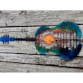 Miniatyrbild 3 av 5: Juldekorationer Gitarr Solnedgångsreflektion - Metall Väggkonst Heminredning Gåva Metall Färgrik Q