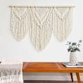 Miniatyrbild 3 av 4: Stor Väggbonad Boho Chic Vävd Tapestry Blad Tofs Konst Bomullsrep Bohemisk Macrame Väggdekor för Sovrum Vardagsrum Lägenhet Bakgrund