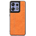 Miniatyrbild 1 av 5: Kompatibelt Skal för Motorola Edge 50 Pro 5G, Texturerat Läder av Kohud + TPU + PC Telefonskal Orange