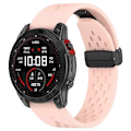Miniatyrbillede 2 af 5: Kompatibel med Garmin Tactix 7 Pro / Fenix 7X / Fenix 7X Solar Silikone Urrem 26mm Åndbar Urrem med Foldespænde LightPink