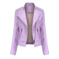 Miniatyrbillede 1 af 4: Læderjakke til kvinder, afslappet med lynlås. Fås i 12 farver purple C XL