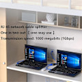 Miniatyrbilde 5 av 5: RJ45 Splitter Kobling Adapter Gigabit Nettverk Splitter 1 til 2 Ethernet Splitter Nettverkskabel Spl