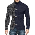 Miniatyrbilde 3 av 5: Pologenser Cardigan Herregenser Høst Vinter Lappeteppe Jakke Vintage Mann Strikkegenser Frakk Glidelås Strikket Genser Slim Topper HC3650ABlue XXL