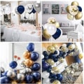 Miniatyrbillede 2 af 5: 50 Styk Balloner. Marineblå Balloner Sølv Hvide Balloner Sølv Konfetti Balloner Metalliske Latex Balloner Helium Balloner Til Bryllup Piger Børn