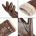Miniatyrbillede 3 af 5: Herre Vinterhandsker Læder Varme Cashmere Touchscreen Handsker M