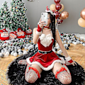 Miniatyrbild 2 av 2: Jultomte-serie Kostym Julfest Snö Älg Flicka Röd Klänning Cape Rep Uniform Pyjamas 12