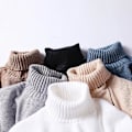 Miniatyrbild 3 av 5: Tjockstickade herrtröjor med sammetsfoder, vintervarma kläder, topp med hög krage, enfärgad, lös, flexibel pullover för män Pink XL