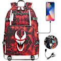 Miniatyrbillede 1 af 4: Venom Fashion Printet USB Ungdoms Skoletaske (1-4) Color-15